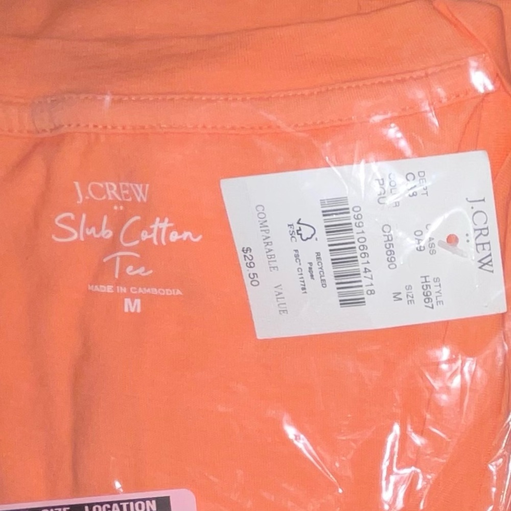 J. CREW Tee Vintage Slub Cotton Pale Guava V-Neck Short Sleeve T-Shirt NWT - Picture 9 of 12